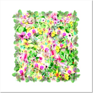 Floral Pattern with Stars Posters and Art